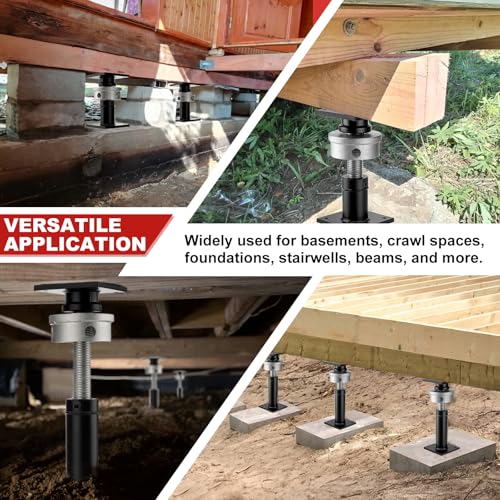 Screw Jacks Post Home Leveling, 9.5-15" House Floor Jacks, 22,046LBS | Heavy-Duty Foundation Floor Jack for Crawl Space Home Leveling, Stair Support, Beam & Floor Sagging Repair, 2 PCS Black - size: 2 PCS