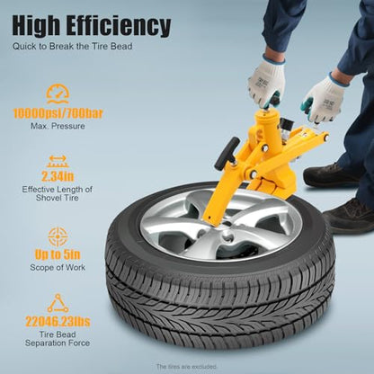 Hydraulic Tire Bead Breaker 10000PSI Pneumatic Tire Tool 10-Ton Separation Force Heavy-Duty Steel Tire Change Repair Bead Breaker Tool for Farm Tractors Buses Lawn Mowers ATV