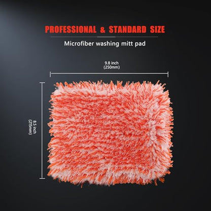 Microfiber Wash Pad, SPTA 3Pcs Ultra Wheel Pad Perfect for Wheels, Grills, and Tight Areas; Proprietary Microfiber Blend; Easily Releases Contaminates Upon Rinsing, 8.5in x 9.8in, Black/Orange-MT023B3 - color: 3pcs Ultra Wheel Mitt