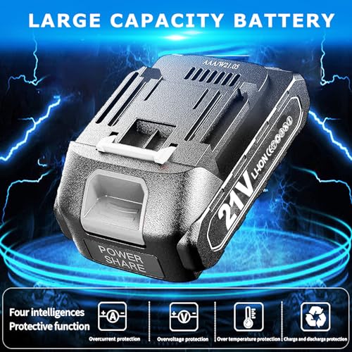 Cordless Impact Wrench 1/2 Inch,21V Brushless Impact Gun with 2 Pack 3.0Ah Battery and Fast Charger,Max 550N.m 3000RPM High Torque Repair And Installation Tools,Impact Wrench with 6 Size Sockets Set