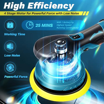 Saker Mini Cordless Buffer Polisher - 6 Inch Portable Polishing Machine Kit for Car Detailing, with 1PC 12V 2000mAh Rechargeable Battery, extra 10 PCS Attachments - style: BUFFER POLISHER FOR CAR DETAILING+ 1 BATTERY