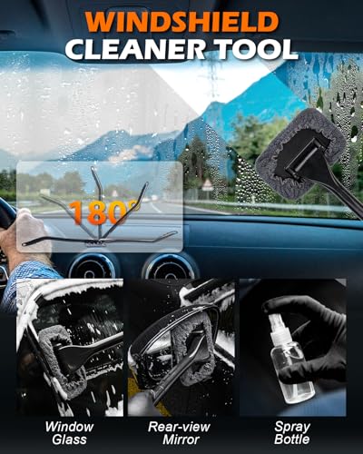 Windshield Cleaner Tool, 18Pcs Car Interior Detailing Brush Set, Inside Windshield Cleaning Kit with 200g Cleaning Gel, Duster Brush, 2 Microfiber Pads, Car Detailing Supplies for Men (Gray) - size: 18PCS