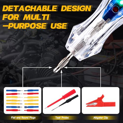 AWBLIN Test Light Probe Kit, 3-72V DC LED Digital Automotive Circuit Tester | with Voltmeter, 18 Pieces Multi Function Auto Fuse Voltage Tester Electric Probe Test Kit