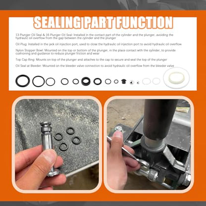 16PCS Hydraulic Jack Seal Kit,Professional Floor Jacks Oil Sealing Kitswith O Ring Seal & Oil Plug for Hydraulic Systems Sealing,3 Ton Floor Jack Parts Kit for Cars,SUVs,Truck