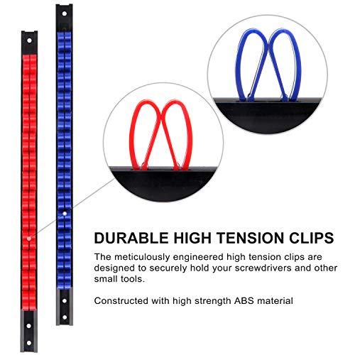 CASOMAN 6 Piece Screwdriver Organizer and Wrench Organizer, Hand Tool Holder, Plastic Rail Wrench Hanger with Clips - size: 6pcs