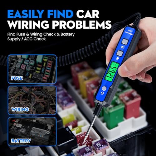 OBDResource Car Voltage Smart Circuit Tester, Power Circuit Probe 0.8-100V DC Voltage Tester Automotive Continuity Test Electrical Tester Car Fuse Tester with Flashlight for Car Battery | 0.8-100V DC Voltage Tester with Buzzer & Flashlight for Car Fuse, P