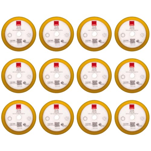 RUPES 9.DA100M Pack of 12 Yellow D-A Fine Finishing Foam Pads 100mm | Ideal for Paint Correction | Moderate to Fine Defect Removal | Compatible with 4" Backing Plate - size: Fine 100mm, style: Pack of 12