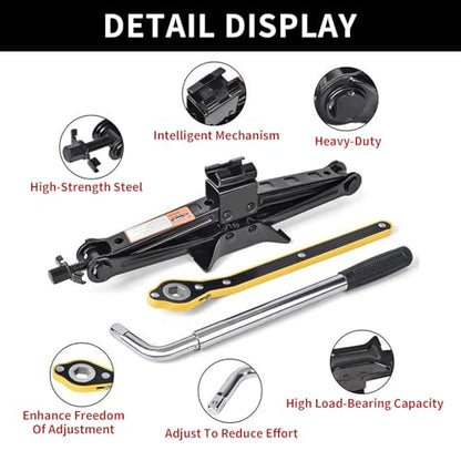 2 Ton Scissor Jack, Portable Car Jack with Lug Wrench, Tire Changing Tool Kit for Sedan SUVs Emergency Flat Tire Repair