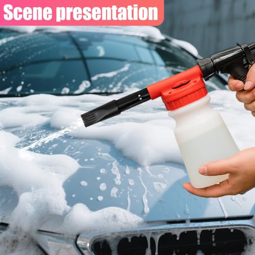 YoRise Car Wash Foam Gun, Adjustable Foam Cannon for Hose, Car Wash Sprayer with 6 Levels of Foams Concentration, Car Washing Soap Sprayer Connect to Any Garden Hose (Red) - color: Red