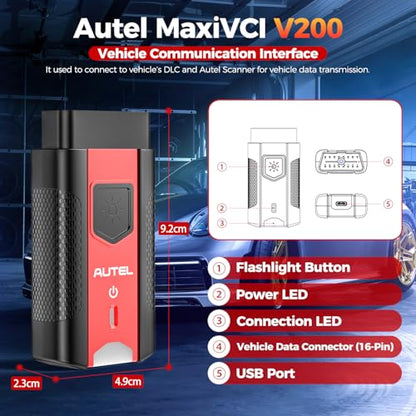 Autel MaxiVCI VCI200 V200 Wireless Dongle, 2026 VCI 200 OBD2 Connector Adapter, 2.0 of V150 VCI100 V100 Car Communication Interface, for MK900BT MP900BT MS906 PRO MS906MAX MS906 PRO-TS KM100 BT608 etc