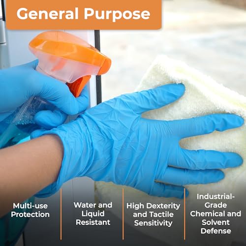 ASAP Nitrile Gloves Disposable Latex Free - 4 Mil Powder Free, Food Safe, Kitchen & Medical - Cleaning & Tattoo Supplies - color: Blue, size: Medium
