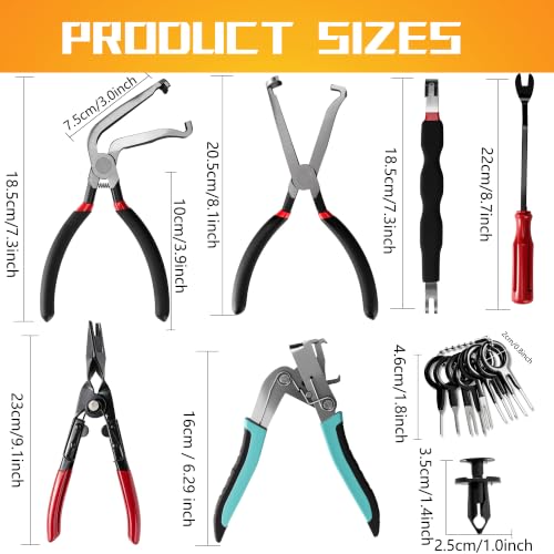 8 Pcs Car Clip Pliers Automotive Disassembly Tools Automotive Snap Ring Pliers Electrical Disconnect Pliers Terminal Removal Tools for Cars Repair