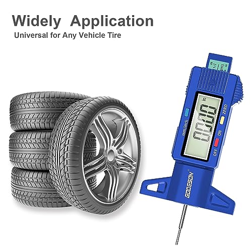 GODESON Tire Tread Depth Gauge, Digital Tire Tread DepthGauge in Inch/MM with Large LCD Display and Tire Tread Depth Measuring Tool for Cars,Trucks,Moto(Blue) - color: Blue