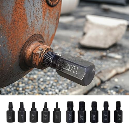 10-Piece Screw Extractor Set for Damaged and Stripped Screws, Alloy Steel Bolt Extractor for Household and Professional Use