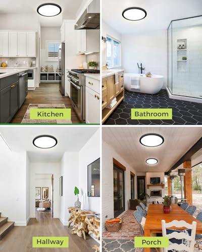 1PACK LED Flush Mount Ceiling Light Fixture Black, 9Inch 24Watt, 3000k/4500k/6000K Ceiling Light, Ultra Slim Flush Mount LED Ceiling Lamp for Bedroom, Living Room, Kitchen, Hallway - color: Black, size: 9Inch-1pack