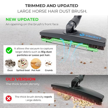 for Shop Vac Upgraded Vacuum Brush Attachment with Horse Hair Soft Bristles and Flexible Brush Head - Work on Low Carpet, Hardwood/Tiles/Hard Floors (for Shop-Vac Using 1 1/4'' & 2 1/2'' Accessories)