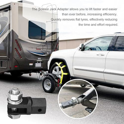 Scissor Jack Adapter, Scissor Jack Drill Adapter for 1/2 Inch Drive Impact Wrench or 13/16 Inch Lug Wrench, Universal Sturdy Power Jack Connector for Automotive RV Trailer