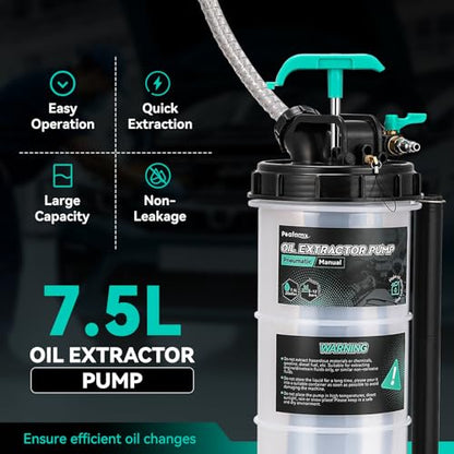Poafamx 7.5L Oil Extractor Pump Pneumatic/Manual, 2 Gallon Fluid Extractor | Oil Vacuum Change Pump with 5 Tubes and Extended Storage Units for Automotive, Truck, Boats Oil Change - size: 2 Gallon