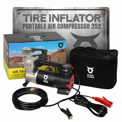 Portable Air Compressor, 19A 120 PSI (8.27 BAR) On‑Board & Offroad Tire Inflator for Cars, Trucks, 4×4 Vehicles Automatic Pressure Control with Dual‑Motor Options, Air Compressor 252 - style: Air Compressor 252