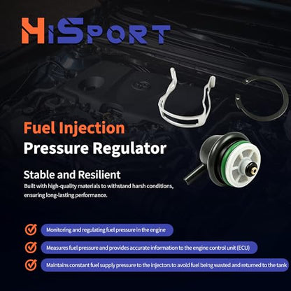 HiSport 217-3073 Fuel Injection Pressure Regulator - Kit with Clip and Snap Ring Compatible with Buick Rainier, Cadillac Escalade, Chevrolet Avalanche 1500 2500, GMC C2500 Pickup Yukon XL, Hummer H2 - size: HSFPR73073