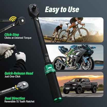1/4 & 1/2 & 3/8 Drive Torque Wrench, 3PCS Torque Wrench Set, 4-20 ft.lb, 5-45 ft.lb, 15-165 ft.lb, Dual-Direction Adjustable Torque Wrench for Bicycle, Motorcycle, Car Maintenance - style: 3PCS