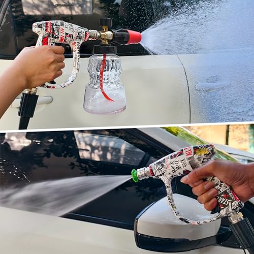 BEAR FORCE High-pressure Water Gun Painted with American-style Elements M22-ID14mm Inlet Max 3000Psi & Foam Cannon 32oz, for Bosch, Nilfisk, Sun Joe, Koblenz, Truper Electric Pressure Washer, Car Wash - size: E. For Bosch, For Koblenz