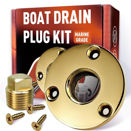 Solid Brass Boat Drain Plug Kit, Boat Plugs 1/2 Inch Fits Most Boat Hulls - color: Bronze