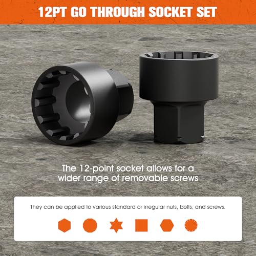 37-Piece 1/4" SAE Pass-Through Socket Set with Reversible Ratchet | Non-Slip Extractor Sockets for Damaged & Stubborn Fasteners - size: 37PCS 1/4" SAE