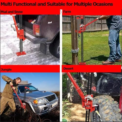 48 in Hi Lift Farm Jack, 3 Ton/7000 LB Ratcheting Utility Off Road Jack | 4.13-40.74 in Lifting Range, Ideal for Off-Road Vehicles, Trucks & Tractors - size: 48 in