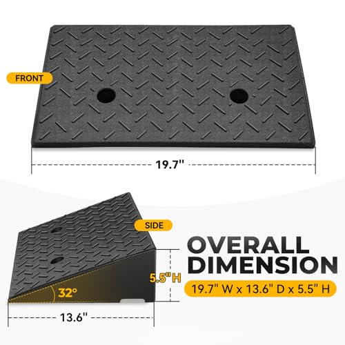 Auto Dynasty Rubber Curb Ramps, 5.5" Lift Height Curbside Driveway Ramp, 4410 LBS/2T Capacity Sidewalk Curb Ramp for Cars Trucks Bikes Motorcycles Wheelchairs, 2 Pack - size: 5.5" Rise