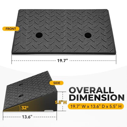 Auto Dynasty Rubber Curb Ramps, 5.5" Lift Height Curbside Driveway Ramp, 4410 LBS/2T Capacity Sidewalk Curb Ramp for Cars Trucks Bikes Motorcycles Wheelchairs, 2 Pack - size: 5.5" Rise