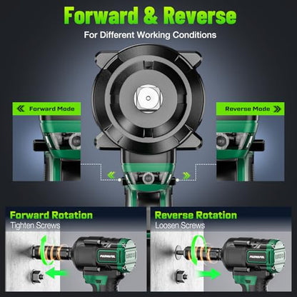 2026 New Upgrade 1106ft-lbs(1500N.m) Impact Wrench, High Torque 1/2 Impact Gun with 21V 2x4.0AH Battery, Fast Charger & 5 Sockets, 3500IPM Brushless Impact Driver for Home Car Truck Tires - color: Green
