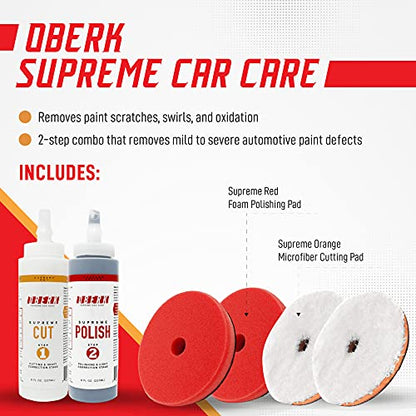 Oberk 2-Step Polish Compound Single Car Kit - 5" Pads & Compounds (8 oz)