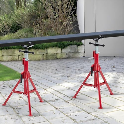Heavy-Duty Pipe Stand, Adjustable Height 28-52 Inches,Folding Pipe Jack Stand with 2-Ball Transfer V-Head,2500 Lbs Load Capacity,Ideal for Construction Projects,Welding and Automotive. - size: 2-Balls