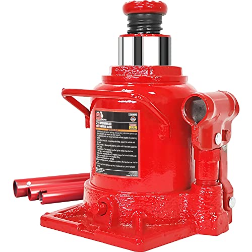 Big RED T92007A Torin Hydraulic Stubby Low Profile Welded Bottle Jack, 20 Ton (40,000 lb) Capacity, Red - size: 20 Ton (40,000 LBs), style: 20 Ton / Low Profile / Red