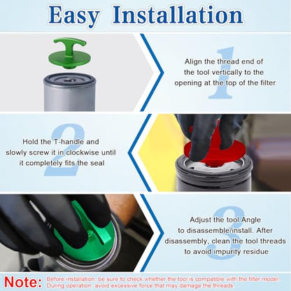 2 Pack Oil Filter Plug Tool-Aluminum Alloy,Oil Filter Plug Cap Off Tool Compatible with Dodge Ram 05083285AA MO285 Turbo Diesel 5.9L 6.7L for Cummins Diesel Engines (Red+Green)