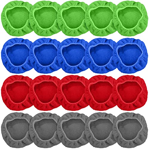 Tallew 20 Pack Windshield Cleaner Microfiber Pads Fit Car Window Cleaning Tool Replaceable Glass Wipes Inside Car Windshield Supplies, Fits 4-6 Inch Tools, 4 Colors