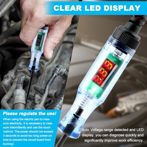 Kakalote Test Light Automotive, Digital LED Circuit Tester with Voltage Display, Electrical Tester Pen with Extended Spring Wire & Probe for Car RV Fuse Checker