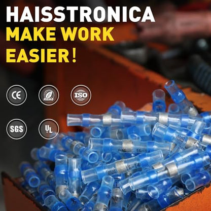 haisstronica 220PCS Solder Seal Wire Connectors-Waterproof Solder Wire Connector-Heat Shrink Wire Connectors-Electrical Connectors Kit(20Yellow 40White 80Red 80Blue) - style: 220PCS