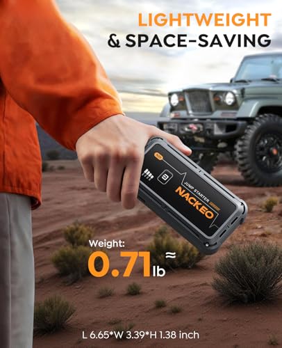 Car Jump Starter 7000A Car Battery Jump Starter Portable Pack for Up to All Gas and 10.0L Diesel Engine 12V Jump Box, Jump Pack, Battery Booster with Jumper Cable, Lights,Storage Case, Compact - size: 7000A