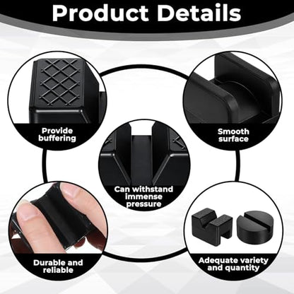 8 Pcs Jack Stand Pads, Black Rubber Cars Jack Stand Pads 2-3 Ton Universal Slotted Rail Pinch Welds Protector for Car Accessories