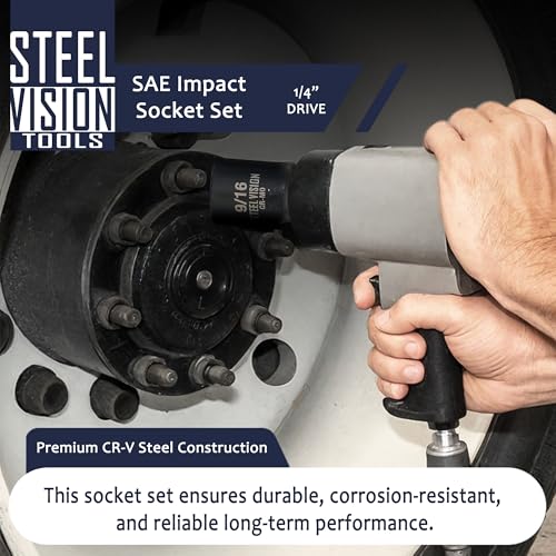 Steel Vision Tools 13 pieces 3/8 inch Drive Shallow Metric Impact Socket Set, 7mm to 19mm, CR-V, Metric, 6 Point, Shallow, 13 Pieces 3/8" Dr. Socket Set, Heavy Duty Blow Molded Storage Case - style: 3/8"_Metric_Shallow