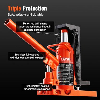 VEVOR Hydraulic Jack, 2.5 Ton Toe Lift, 5 Ton Top Lift, 0.8-5.3 in Toe Height, 8.9-13.4 in Top Height, Air Hydraulic Claw Jack for Machinery, Industry - size: 2.5-5 ton