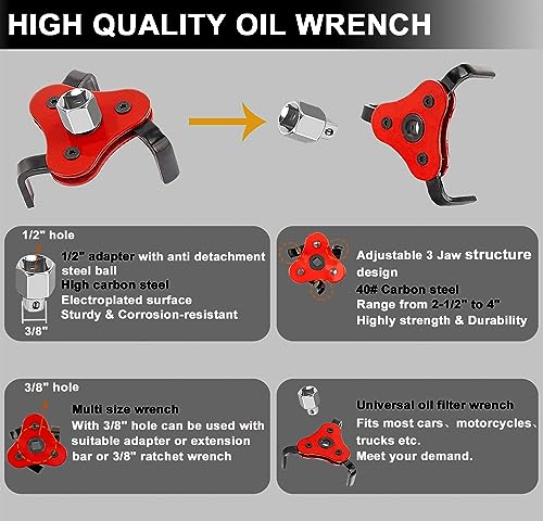6Pcs Oil Filter Pliers Set, Universal Oil Filter Wrench with Oil Funnel, 10" & 12" & 14" & 16" Premium Oil Filter Removal Tool From 1-1/4" to 8-1/2" - size: 6 PACK