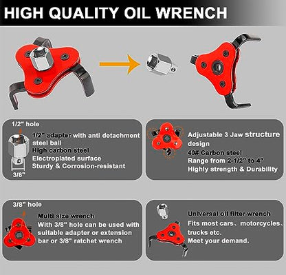 6Pcs Oil Filter Pliers Set, Universal Oil Filter Wrench with Oil Funnel, 10" & 12" & 14" & 16" Premium Oil Filter Removal Tool From 1-1/4" to 8-1/2" - size: 6 PACK