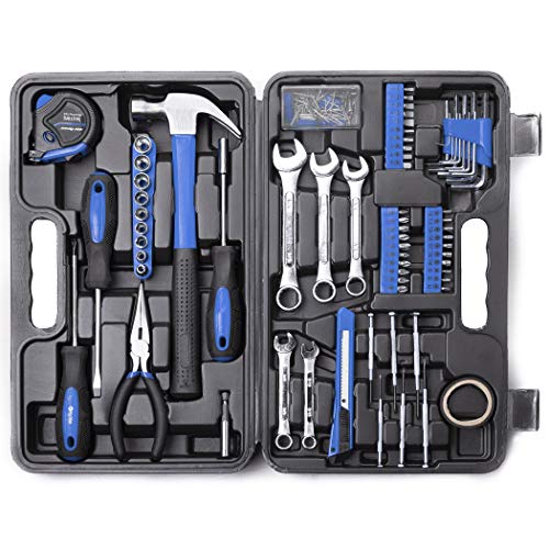CARTMAN 148-Piece Automotive And Household Tool Set, Blue Repair Kit Case | Versatile tool assortment for car maintenance, home repairs, DIY projects, furniture setup, and daily fixes in a molded case. - color: Blue