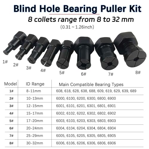 12pcs Blind Hole Collet Bearing Puller Set,8-32mm Inner Bearing Extractor with Slide Hammer Internal Bearing Extractor Puller Kit for Motorcycles, ATVs, and Scooters etc