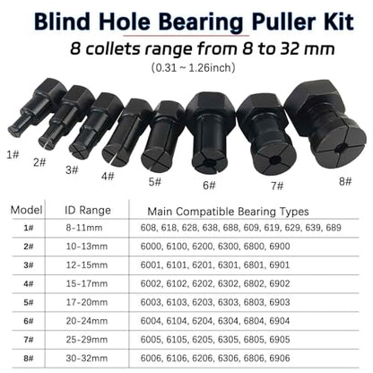 12pcs Blind Hole Collet Bearing Puller Set,8-32mm Inner Bearing Extractor with Slide Hammer Internal Bearing Extractor Puller Kit for Motorcycles, ATVs, and Scooters etc