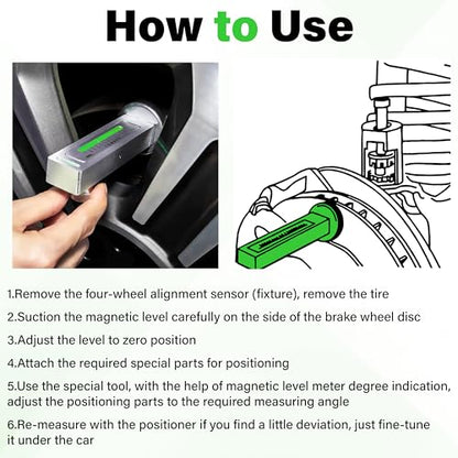 Sixzoo Wheel Alignment Tool, Universal Camber Alignment Tool, Adjustable Magnetic Gauge Tools, Alignments Tools Automotive, Caster Camber Gauge, Tire Repair Accessories for Most Cars Trucks RVs - color: Silver