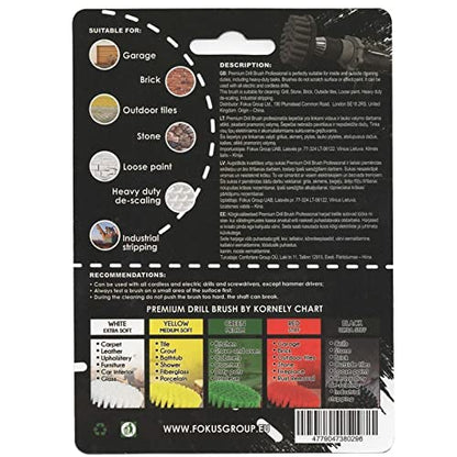 Premium Drill Brush Professional – Ultra-Stiff 4 in Black | Scratch-Free Heavy-Duty Cleaning Brush for Concrete, Brick, Stone, Metal, Masonry, Garage, BBQ Grills, Rust and Construction Tools - color: Black